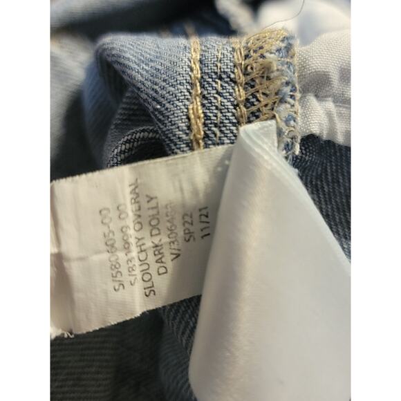 GAP Denim Overalls Women L Large Bib Slouchy Distressed Casual Blue Jean Y2K 90s - Picture 11 of 11